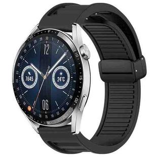 For Huawei Watch GT3 46mm 22mm Foldable Magnetic Buckle Silicone Watch Band(Black)