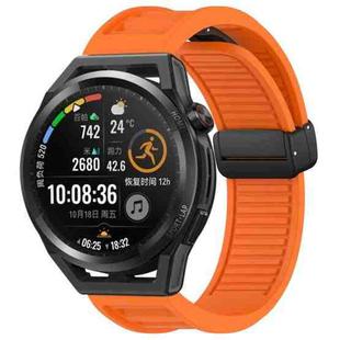 For Huawei Watch GT Runner 22mm Foldable Magnetic Buckle Silicone Watch Band(Orange)