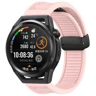 For Huawei Watch GT Runner 22mm Foldable Magnetic Buckle Silicone Watch Band(Pink)