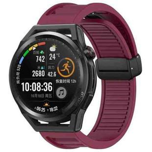 For Huawei Watch GT Runner 22mm Foldable Magnetic Buckle Silicone Watch Band(Wine Red)