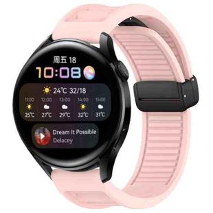 For Huawei Watch 3 22mm Foldable Magnetic Buckle Silicone Watch Band(Pink)