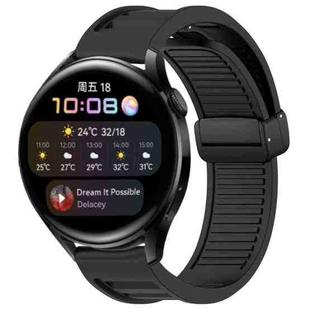 For Huawei Watch 3 22mm Foldable Magnetic Buckle Silicone Watch Band(Black)