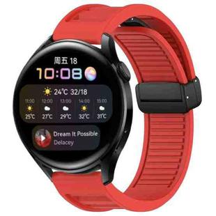 For Huawei Watch 3 22mm Foldable Magnetic Buckle Silicone Watch Band(Red)