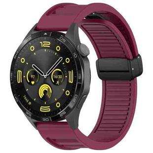 For Huawei Watch 3 22mm Foldable Magnetic Buckle Silicone Watch Band(Wine Red)