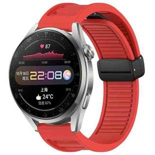 For Huawei Watch 3 Pro 22mm Foldable Magnetic Buckle Silicone Watch Band(Red)