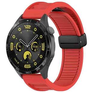 For Huawei Watch 3 Pro New 22mm Foldable Magnetic Buckle Silicone Watch Band(Red)