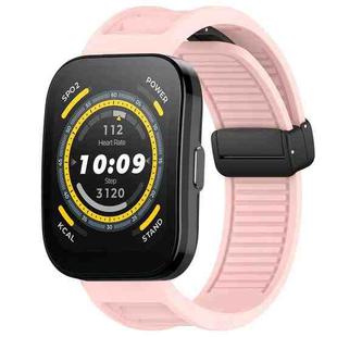 For Amazfit Bip 5 22mm Fold Magnetic Buckle Silicone Watch Band(Pink)