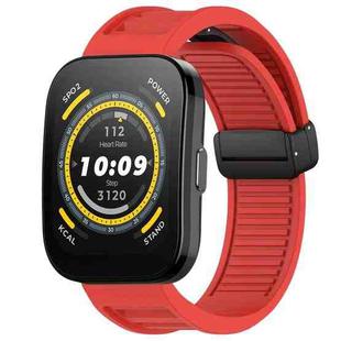 For Amazfit Bip 5 22mm Fold Magnetic Buckle Silicone Watch Band(Red)