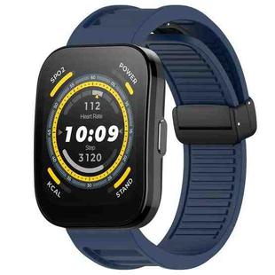 For Amazfit Bip 5 22mm Fold Magnetic Buckle Silicone Watch Band(Midnight Blue)