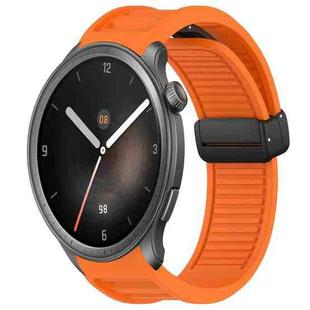 For Amazfit Balance 22mm Fold Magnetic Buckle Silicone Watch Band(Orange)