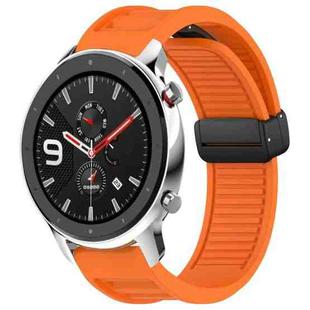 For Amazfit GTR 4 22mm Fold Magnetic Buckle Silicone Watch Band(Orange)