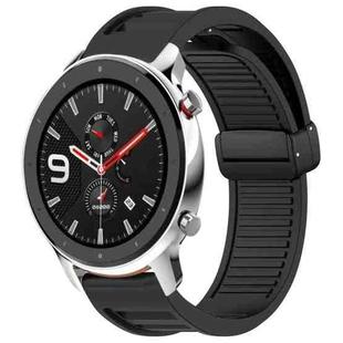 For Amazfit GTR 4 22mm Fold Magnetic Buckle Silicone Watch Band(Black)