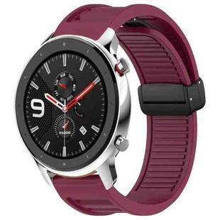 For Amazfit GTR 4 22mm Fold Magnetic Buckle Silicone Watch Band(Wine Red)