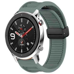 For Amazfit GTR 4 22mm Fold Magnetic Buckle Silicone Watch Band(Rock Cyan)