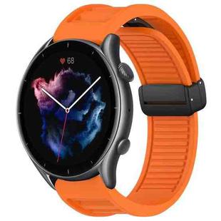 For Amazfit GTR 3 22mm Fold Magnetic Buckle Silicone Watch Band(Orange)