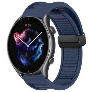 For Amazfit GTR 3 Pro 22mm Fold Magnetic Buckle Silicone Watch Band(Midnight Blue)