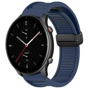 For Amazfit GTR 2e 22mm Fold Magnetic Buckle Silicone Watch Band(Midnight Blue)