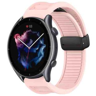 For Amazfit 3 22mm Fold Magnetic Buckle Silicone Watch Band(Pink)