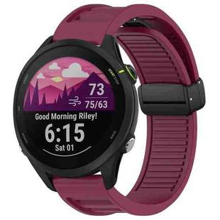 For Garmin Forerunner 255 22mm Foldable Magnetic Buckle Silicone Watch Band(Wine Red)