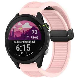 For Garmin Forerunner 255 Music 22mm Foldable Magnetic Buckle Silicone Watch Band(Pink)
