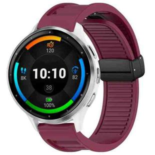 For Garmin Venu 3 22mm Foldable Magnetic Buckle Silicone Watch Band(Wine Red)