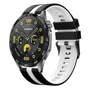 For Huawei Watch GT4 46mm 22mm Two Color Sports Silicone Watch Band(Black+White)