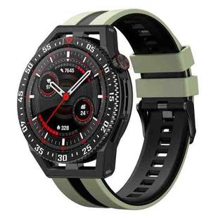 For Huawei Watch GT3 SE 22mm Two Color Sports Silicone Watch Band(Light Green+Black)