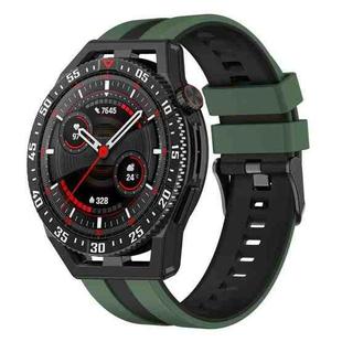 For Huawei Watch GT3 SE 22mm Two Color Sports Silicone Watch Band(Olive Green+Black)