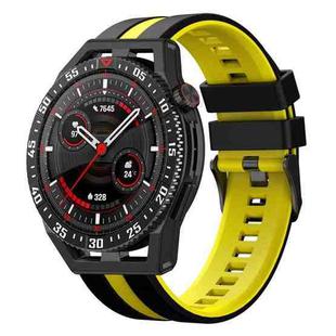 For Huawei Watch GT3 SE 22mm Two Color Sports Silicone Watch Band(Black+Yellow)