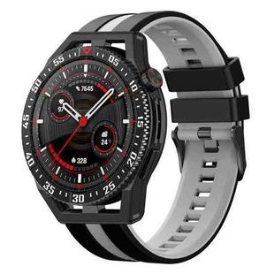 For Huawei Watch GT3 SE 22mm Two Color Sports Silicone Watch Band(Black+Grey)