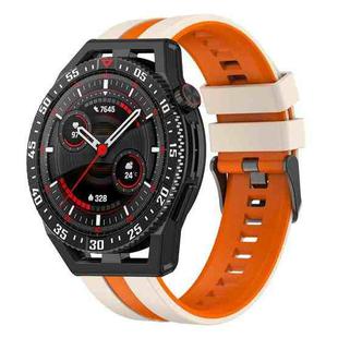 For Huawei Watch GT3 SE 22mm Two Color Sports Silicone Watch Band(Starlight+Orange)