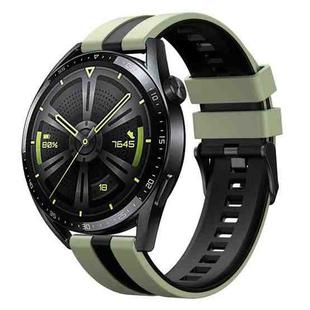 For Huawei Watch GT3 Pro 46mm 22mm Two Color Sports Silicone Watch Band(Light Green+Black)