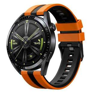 For Huawei Watch GT3 Pro 46mm 22mm Two Color Sports Silicone Watch Band(Orange+Black)