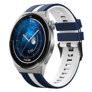 For Huawei Watch GT3 Pro 46mm 22mm Two Color Sports Silicone Watch Band(Blue+White)