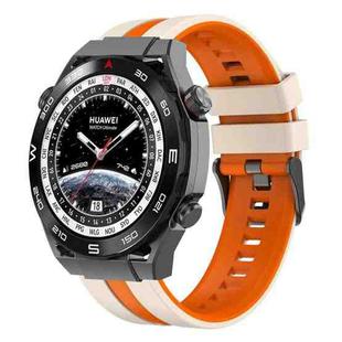 For Huawei Watch Ultimate 22mm Two Color Sports Silicone Watch Band(Starlight+Orange)