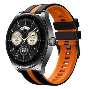 For Huawei Watch Buds 22mm Two Color Sports Silicone Watch Band(Black+Orange)