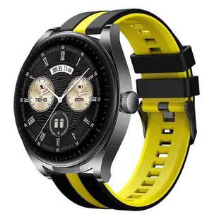 For Huawei Watch Buds 22mm Two Color Sports Silicone Watch Band(Black+Yellow)