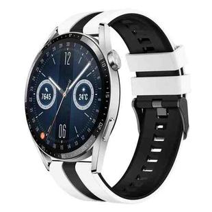 For Huawei Watch GT3 46mm 22mm Two Color Sports Silicone Watch Band(White+Black)