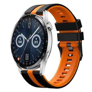 For Huawei Watch GT3 46mm 22mm Two Color Sports Silicone Watch Band(Black+Orange)