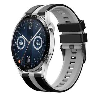 For Huawei Watch GT3 46mm 22mm Two Color Sports Silicone Watch Band(Black+Grey)