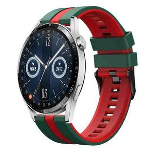 For Huawei Watch GT3 46mm 22mm Two Color Sports Silicone Watch Band(Green+Red)