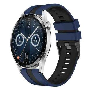 For Huawei Watch GT3 46mm 22mm Two Color Sports Silicone Watch Band(Blue+Black)