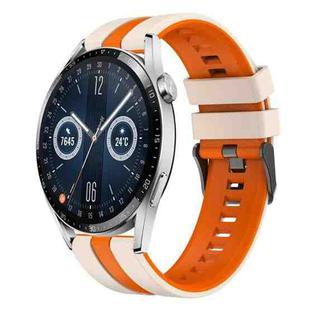 For Huawei Watch GT3 46mm 22mm Two Color Sports Silicone Watch Band(Starlight+Orange)