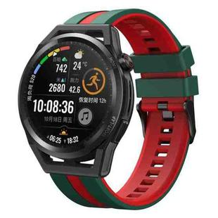 For Huawei Watch GT Runner 22mm Two Color Sports Silicone Watch Band(Green+Red)