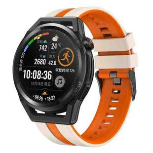 For Huawei Watch GT Runner 22mm Two Color Sports Silicone Watch Band(Starlight+Orange)