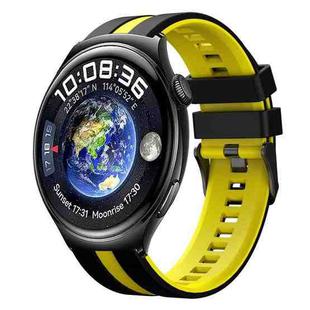 For Huawei Watch 4 22mm Two Color Sports Silicone Watch Band(Black+Yellow)