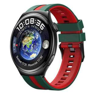 For Huawei Watch 4 22mm Two Color Sports Silicone Watch Band(Green+Red)