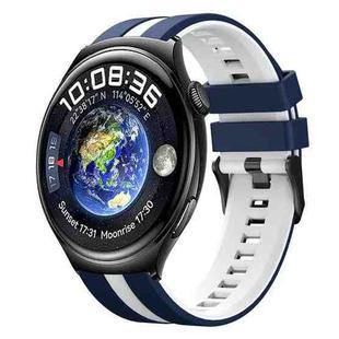 For Huawei Watch 4 22mm Two Color Sports Silicone Watch Band(Blue+White)