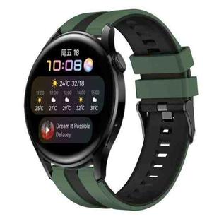 For Huawei Watch 3 22mm Two Color Sports Silicone Watch Band(Olive Green+Black)