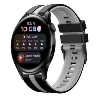 For Huawei Watch 3 22mm Two Color Sports Silicone Watch Band(Black+Grey)